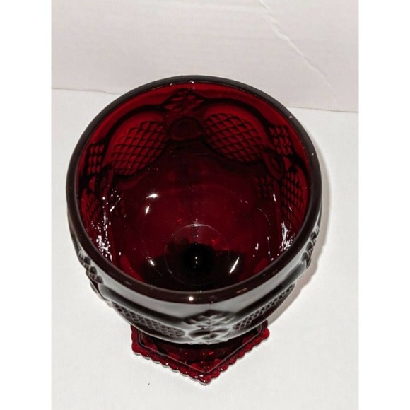 Vintage Avon Cape Cod Collection Ruby Red Glass Footed Water Goblet 6" NIB - Picture 5 of 8